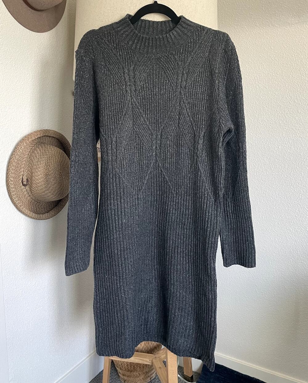 Liz Claiborne Heathered Metallic Thread Sweater Dress - L